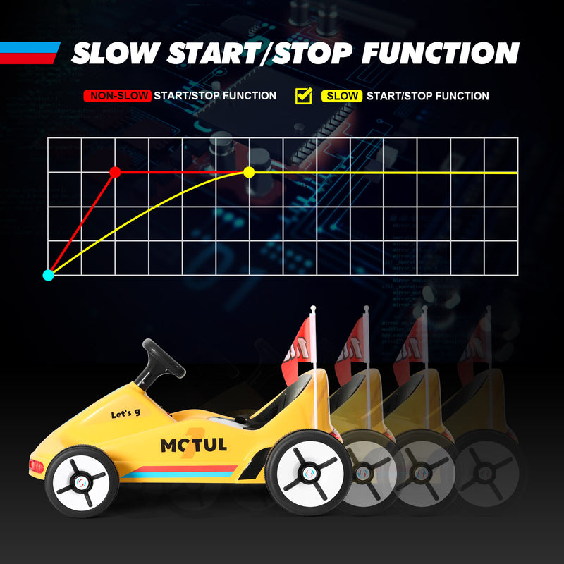 12V Battery-Powered Kids Ride-On Go Kart Car with Music and Remote Control, Red and Yellow Magic Cars 7