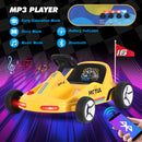 12V Yellow Kids Ride-On Go Kart Car with 3 Speeds, Bluetooth Music, and Remote Control Magic Cars 4