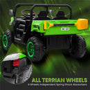 24V Green 4WD 2-Seater Ride-On Tractor with Remote Control and Trailer Magic Cars 4