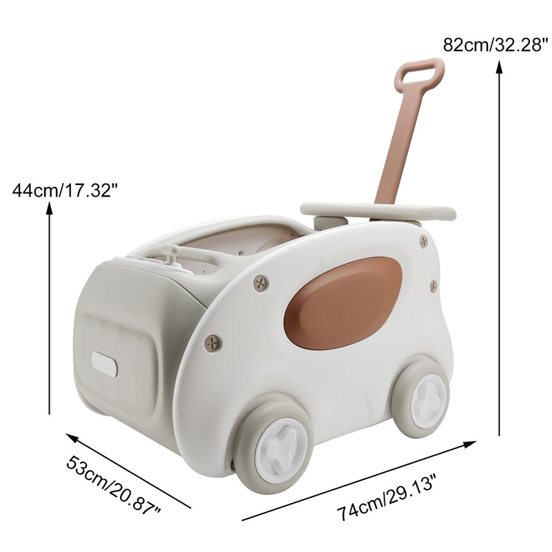 Khaki 1-Seater Push and Pull Ride-On Car Toy for Kids Magic Cars 1