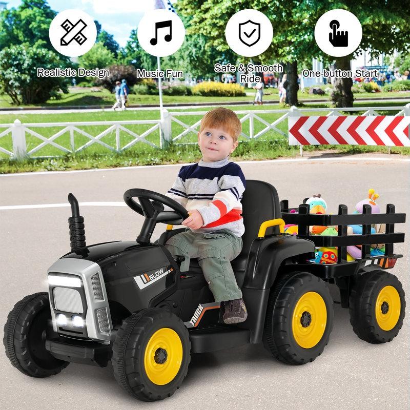 12-Volt Battery Powered Ride-On Construction Tractor with Remote Control, 1-Seater for Kids Magic Cars 2