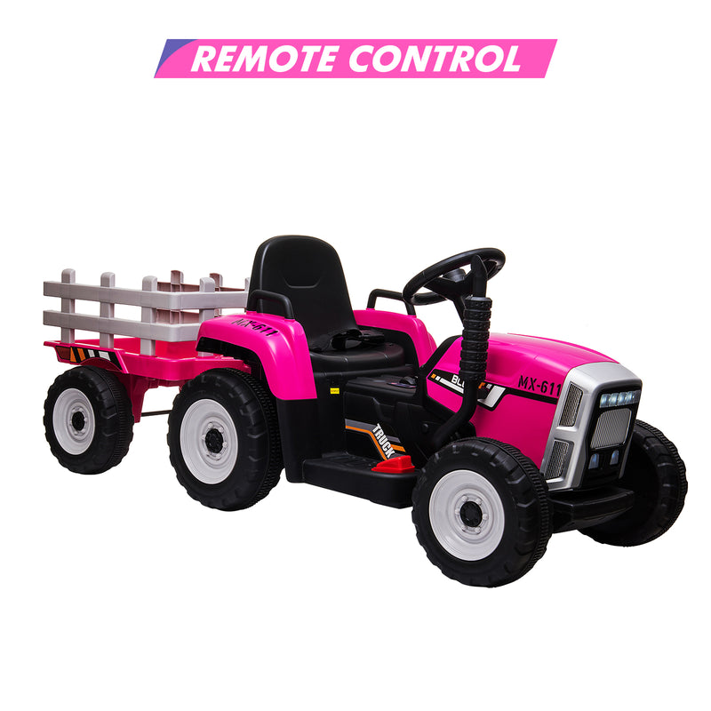 Kids Electric Tractor with Trailer for Ages 3-6, Remote Control, Gear Shift, MP3, LED Lights, USB Port Magic Cars 1