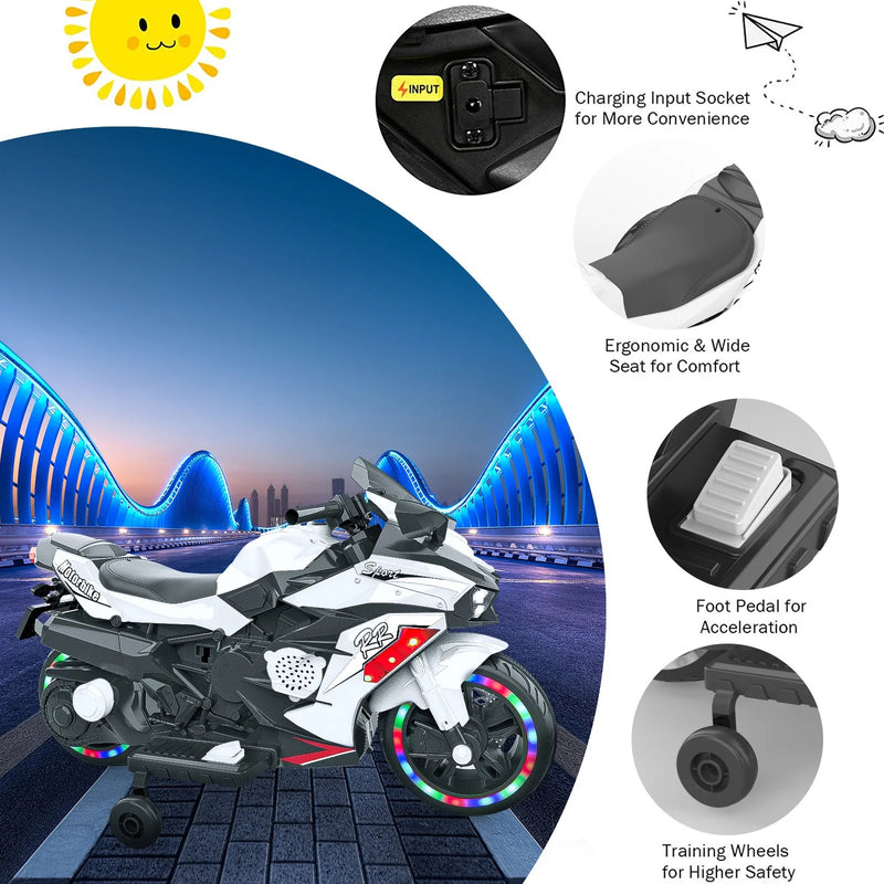 12V Battery-Powered Kids Ride-On Motorcycle with Headlight Magic Cars 4