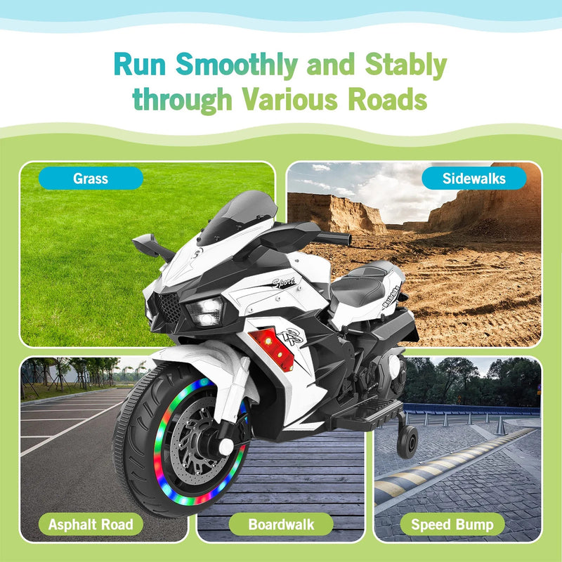 12V Battery-Powered Kids Ride-On Motorcycle with Headlight Magic Cars 6
