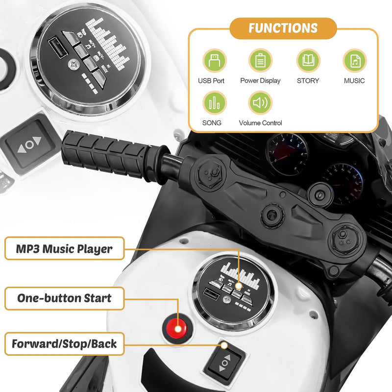 12V Battery-Powered Kids Ride-On Motorcycle with Headlight Magic Cars 7
