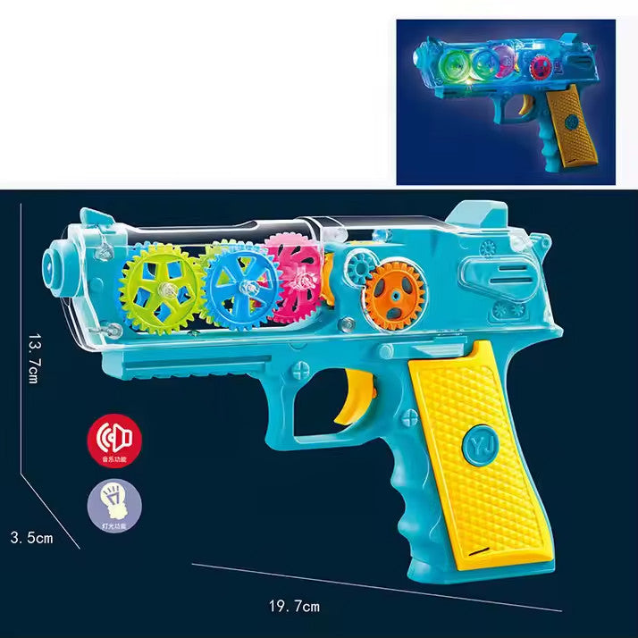 Electric Transparent Gear Toy Gun for Kids with Light and Sound Effects Magic Cars 1