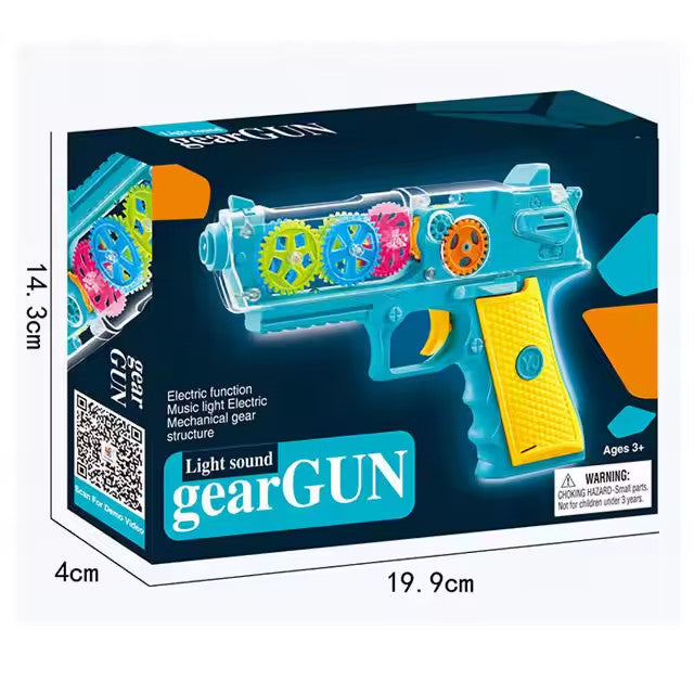 Electric Transparent Gear Toy Gun for Kids with Light and Sound Effects Magic Cars 2