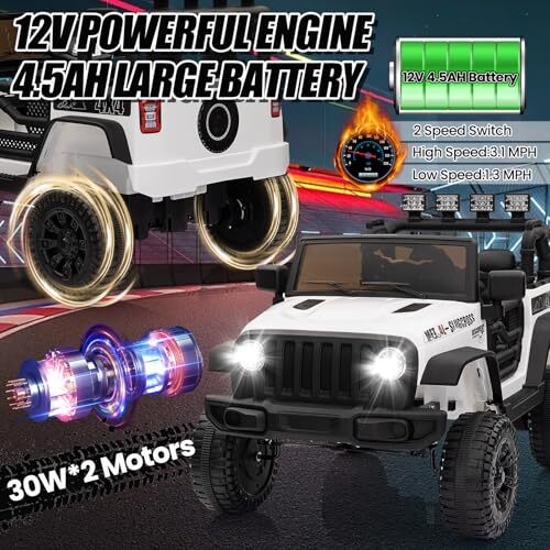 12V Battery-Powered Kids Ride-On Truck Car with Remote Control Electric Vehicle Magic Cars 6