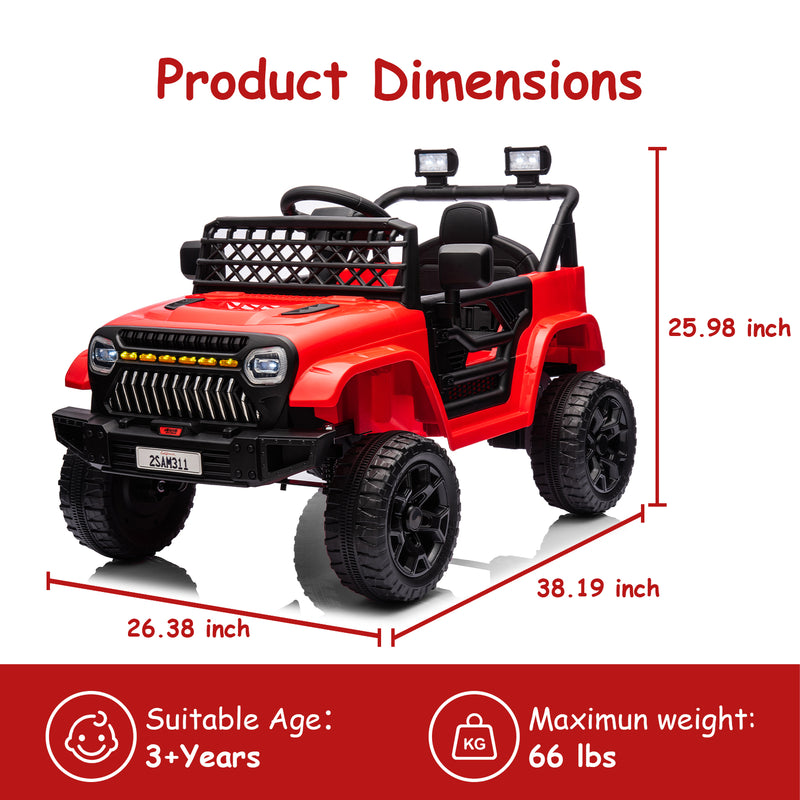 Electric Ride-On Truck for Kids with Remote Control, 4-Wheel Suspension, LED Lights, and Music Magic Cars 3