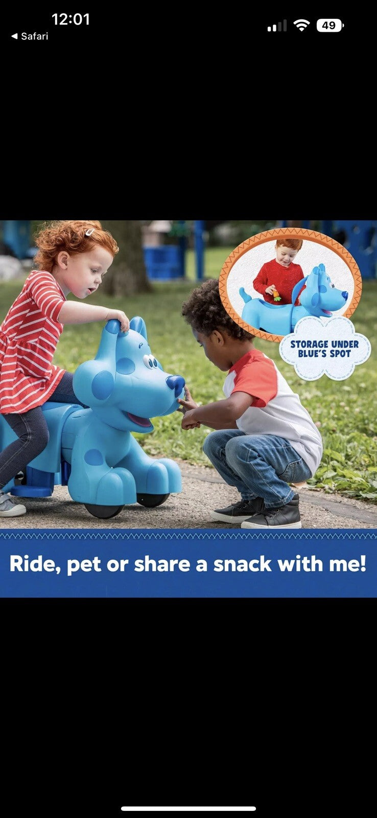 Blue Clues Snack Time Rechargeable Ride-On Toy for 18-30 Months Magic Cars 2