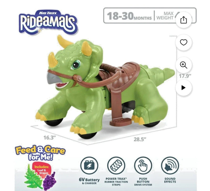 Triceratops Dinosaur Ride-On Toy for Toddlers 18-30 Months Magic Cars 9