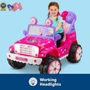 6V Minnie Mouse 4x4 Flower Power Battery-Powered Kids Ride-On Toy for Outdoor Use Magic Cars 4