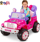 6V Minnie Mouse 4x4 Flower Power Battery-Powered Kids Ride-On Toy for Outdoor Use Magic Cars 6