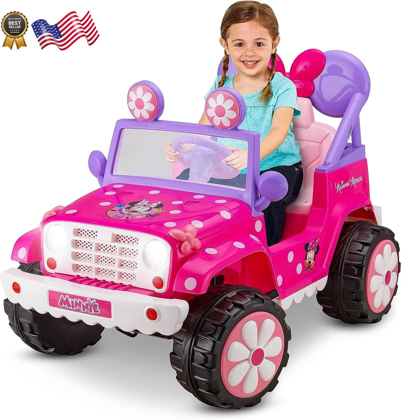6V Minnie Mouse 4x4 Flower Power Battery-Powered Kids Ride-On Toy for Outdoor Use Magic Cars 7