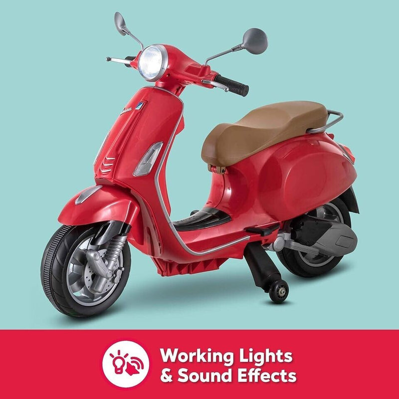 Electric Vespa Ride-On Scooter for Toddlers 3-5 Years, 6 Volt Battery Powered Magic Cars 3
