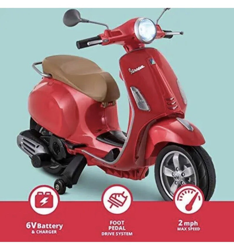 Electric Toddler Ride-On Vespa Scooter for Ages 3-5, 6 Volt Battery Powered Magic Cars 2