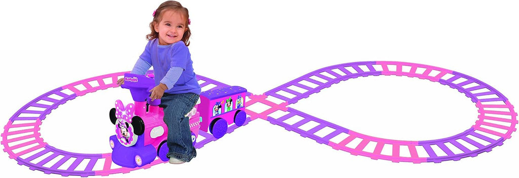 Mimi Mouse Train Minnie Mouse Ride-On Train Set with Caboose and Track for Kids