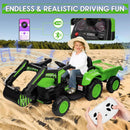 12V Kids Ride-On Excavator and Tractor with Detachable Trailer and Ride-On Car Set Magic Cars 1