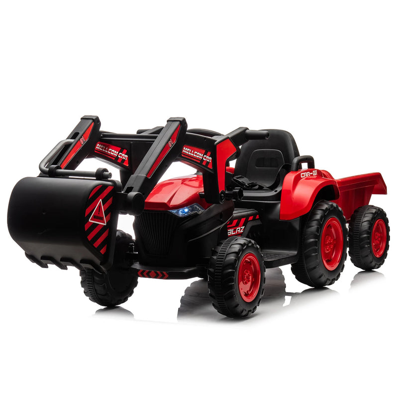 12V Kids Ride-On Excavator and Tractor with Detachable Trailer and Ride-On Car Set Magic Cars 8