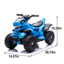 Blue Dinosaur 12V Electric Quad ATV for Kids with USB Bluetooth and LED Headlights Magic Cars 2