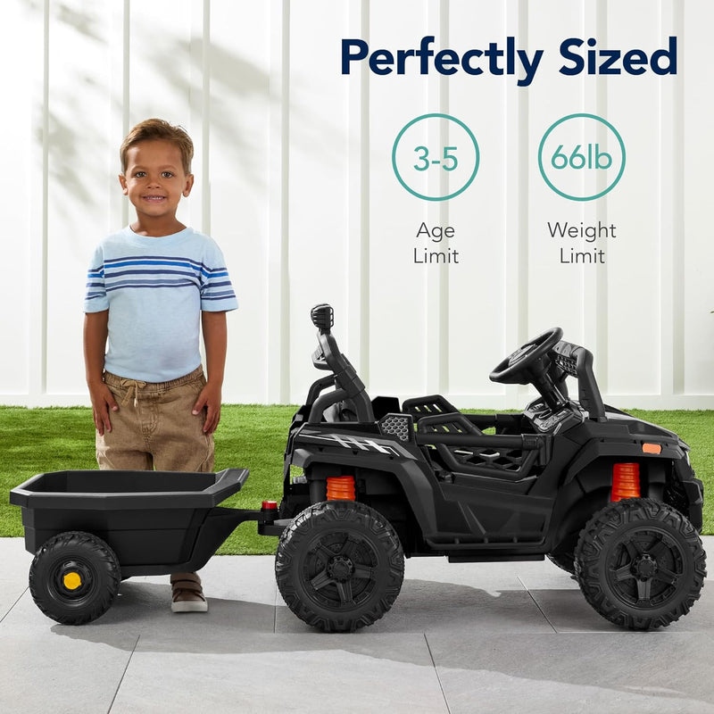 12V Kids Electric Ride-On UTV Car with Trailer, Parent Remote Control and LED Lights Magic Cars 4