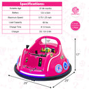 12V Kids Ride-On Bumper Car with Remote Control, Flashing LED Lights and Music, Pink Magic Cars 1