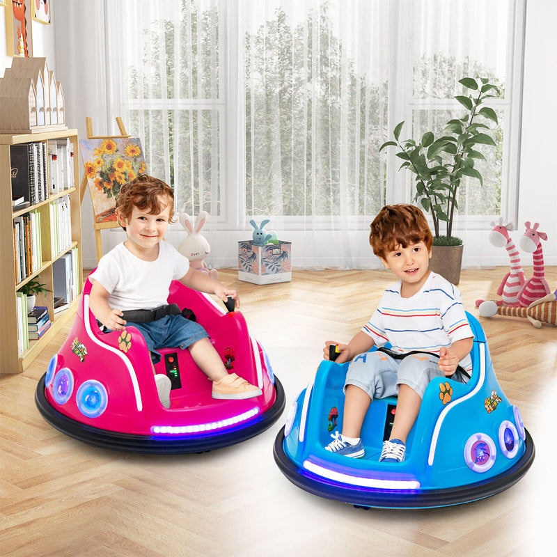 12V Kids Ride-On Bumper Car with Remote Control, Flashing LED Lights and Music, Pink Magic Cars 2