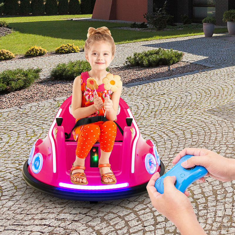 12V Kids Ride-On Bumper Car with Remote Control, Flashing LED Lights and Music, Pink Magic Cars 3