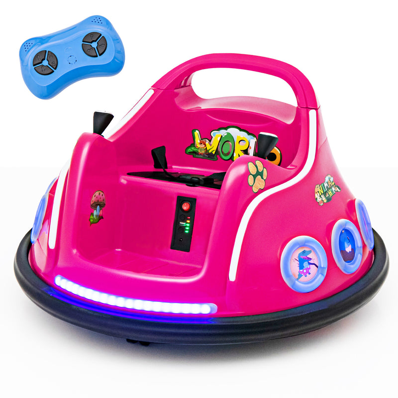 12V Kids Ride-On Bumper Car with Remote Control, Flashing LED Lights and Music, Pink Magic Cars Variant 0