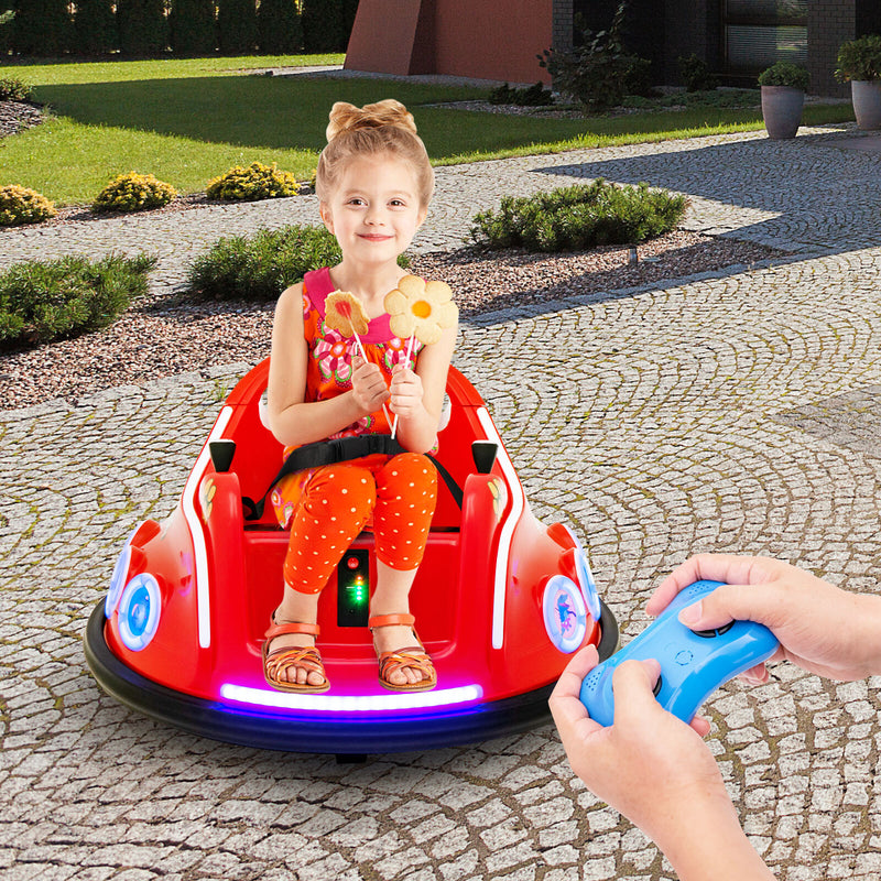 12V Kids Ride-On Bumper Car with Remote Control, Flashing LED Lights, and Music - Red Magic Cars 2