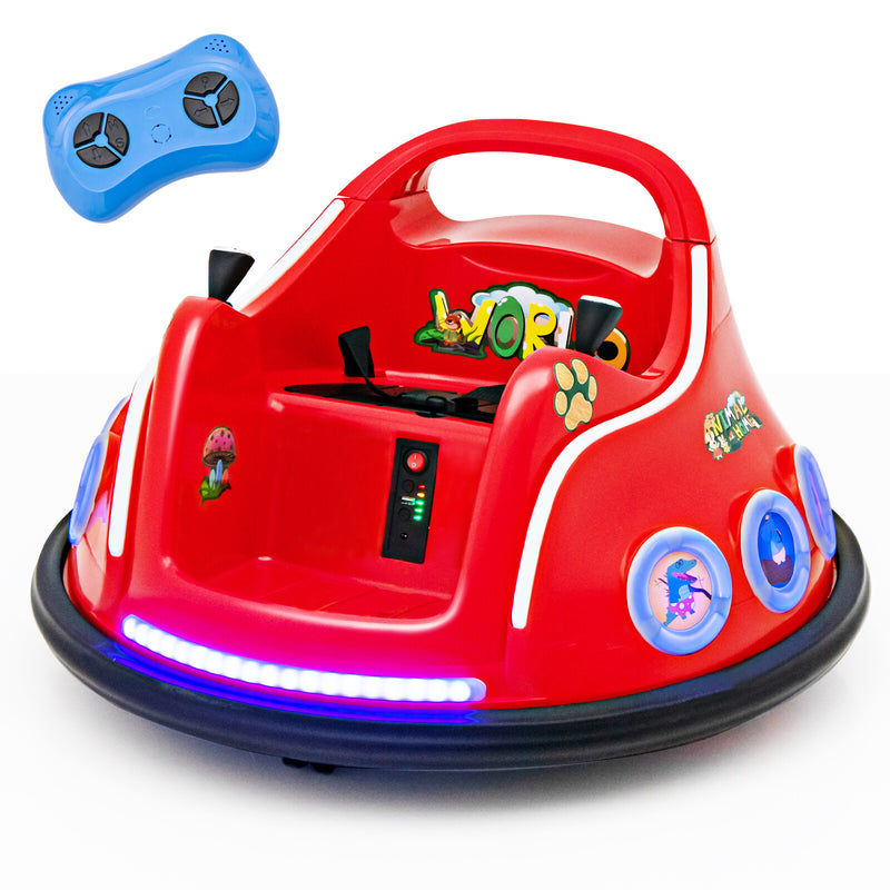 12V Kids Ride-On Bumper Car with Remote Control, Flashing LED Lights, and Music - Red Magic Cars Variant 0