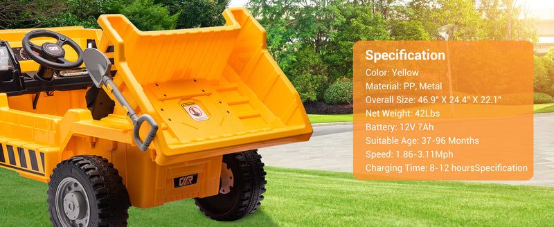 12V Kids Ride-On Electric Dump Truck Construction Vehicle with Remote Control and Working Bed Magic Cars 3