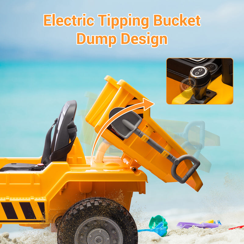 12V Kids Ride-On Electric Dump Truck Construction Vehicle with Remote Control and Working Bed Magic Cars 5
