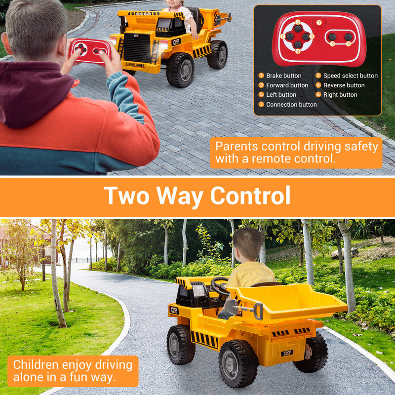 12V Kids Ride-On Electric Dump Truck with Remote Control and Electric Bed Magic Cars 2