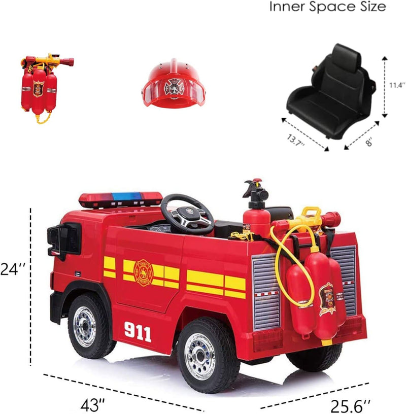 12V Battery-Powered Kids Ride-On Fire Truck Toy Car with Remote Control for Ages 3-6 Magic Cars 1