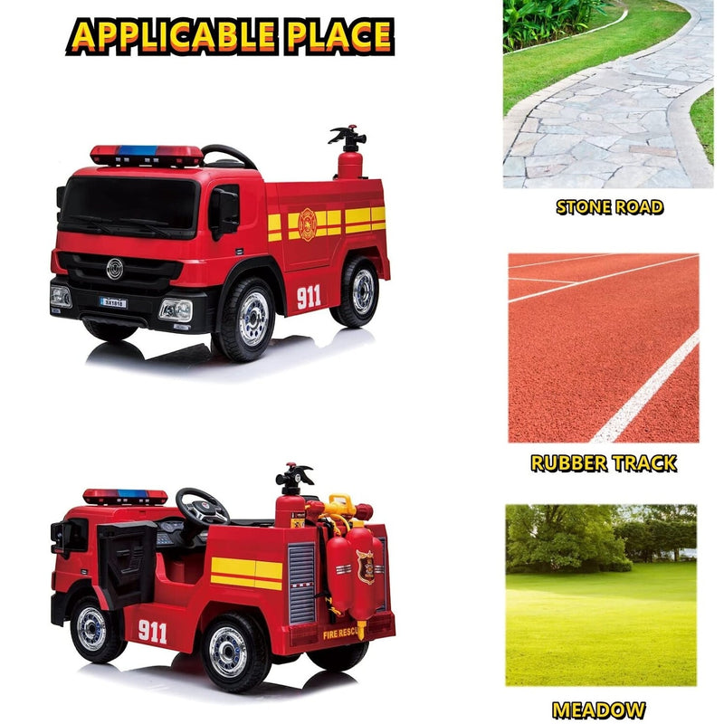12V Battery-Powered Kids Ride-On Fire Truck Toy Car with Remote Control for Ages 3-6 Magic Cars 3