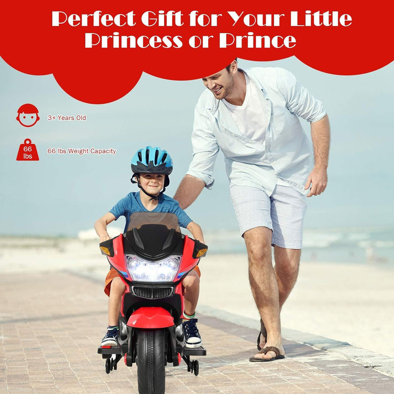 12V Kids Electric Ride-On Motorcycle with Training Wheels and LED Lights Magic Cars 2