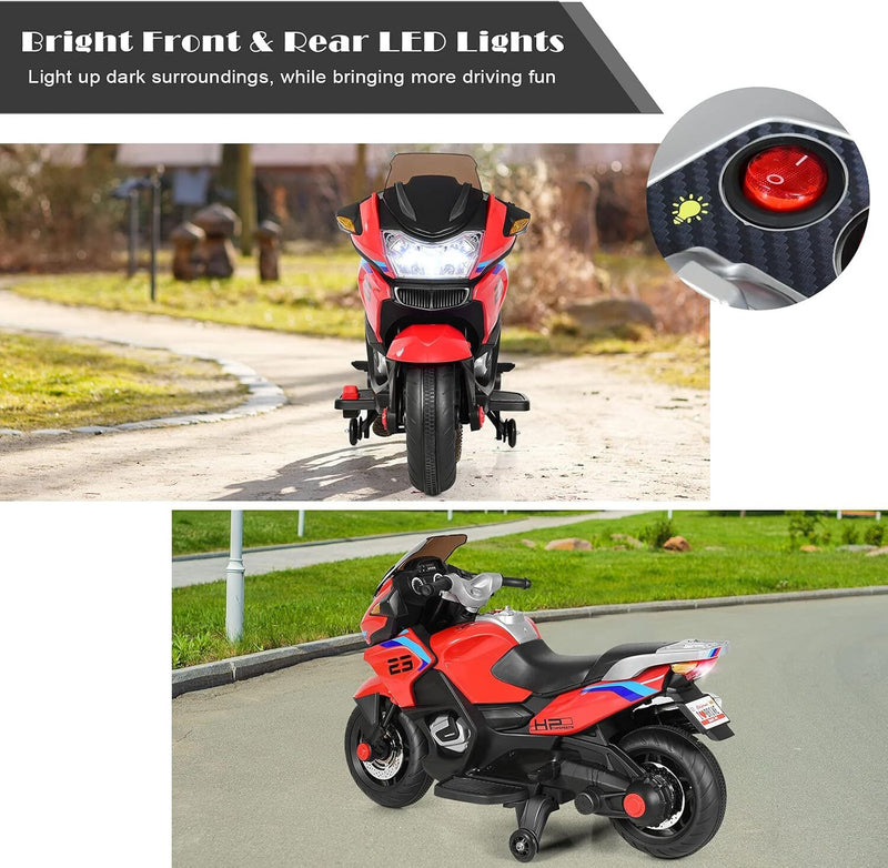 12V Kids Electric Ride-On Motorcycle with Training Wheels and LED Lights Magic Cars 5
