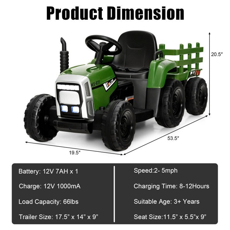 12V Ride-On Toddler Tractor Toy with 3-Gear Shift and Front Loader Magic Cars 3