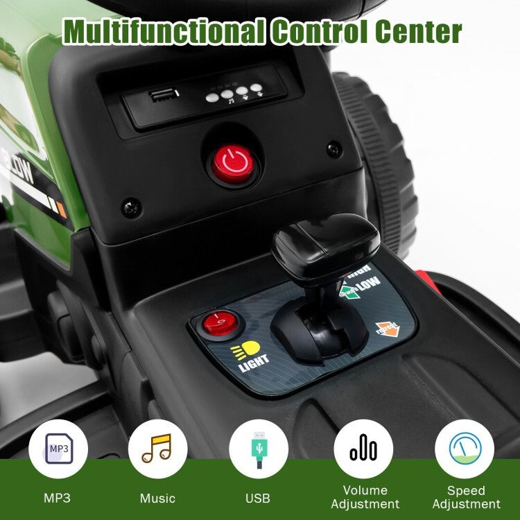12V Ride-On Toddler Tractor Toy with 3-Gear Shift and Front Loader Magic Cars 8