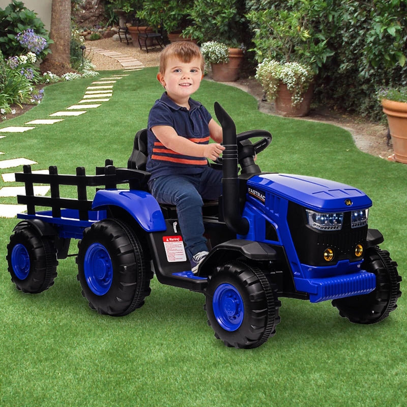 12V Electric Ride-On Tractor with Trailer and 6 Wheels for Kids with Remote Control Magic Cars 25