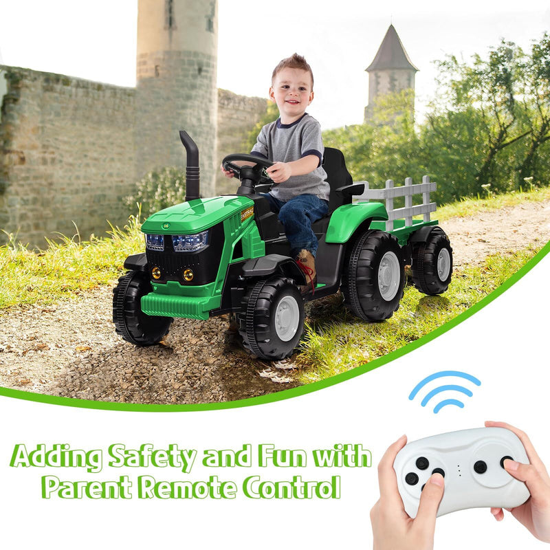 12V Electric Ride-On Tractor with Trailer and 6 Wheels for Kids with Remote Control Magic Cars 8