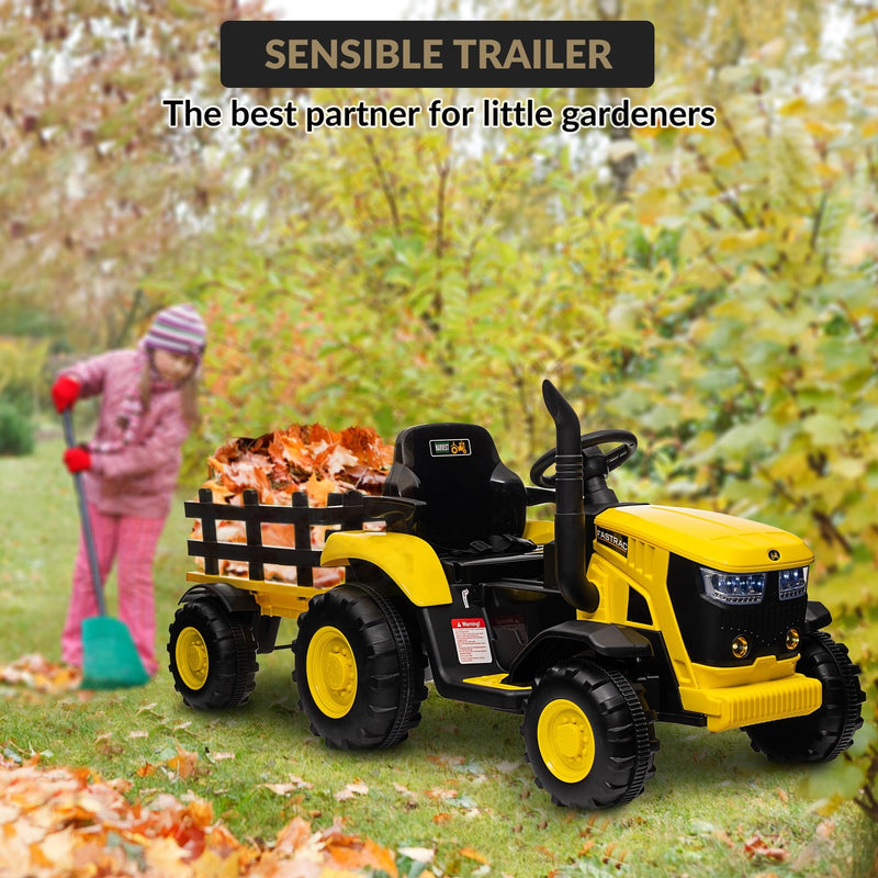 12V Electric Ride-On Tractor with Trailer and 6 Wheels for Kids with Remote Control Magic Cars 9