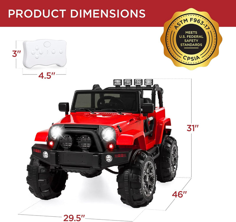 12V Kids Ride-On Truck Battery Powered Toy Car with Spring Suspension and Remote Control Magic Cars 6