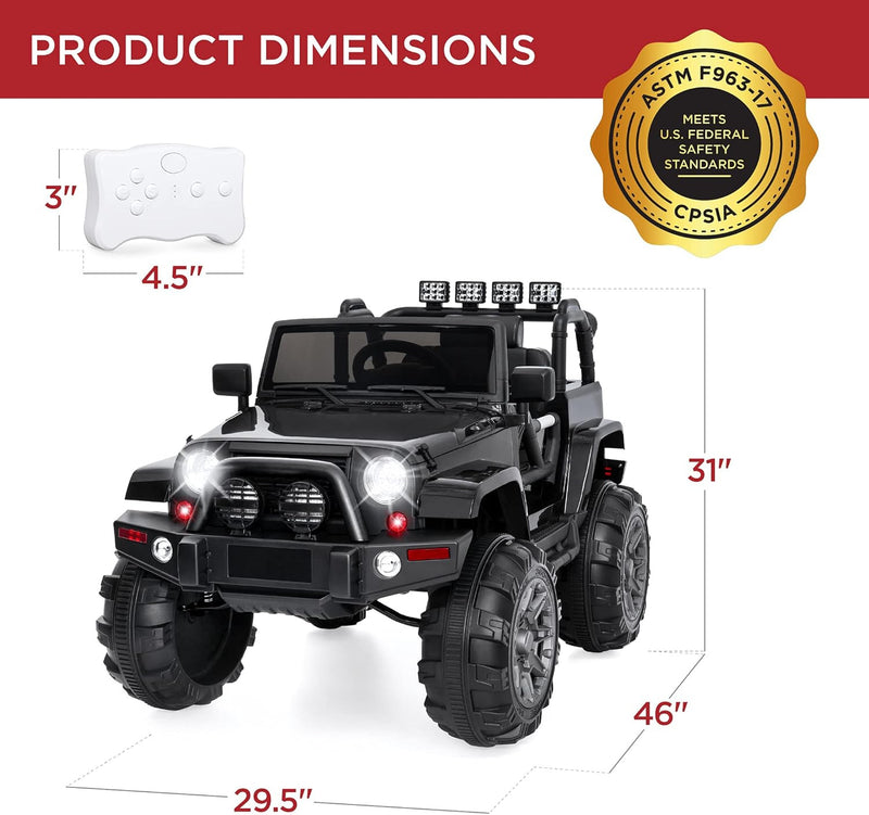 12V Kids Ride-On Truck Battery Powered Toy Car with Spring Suspension and Remote Control Magic Cars 6