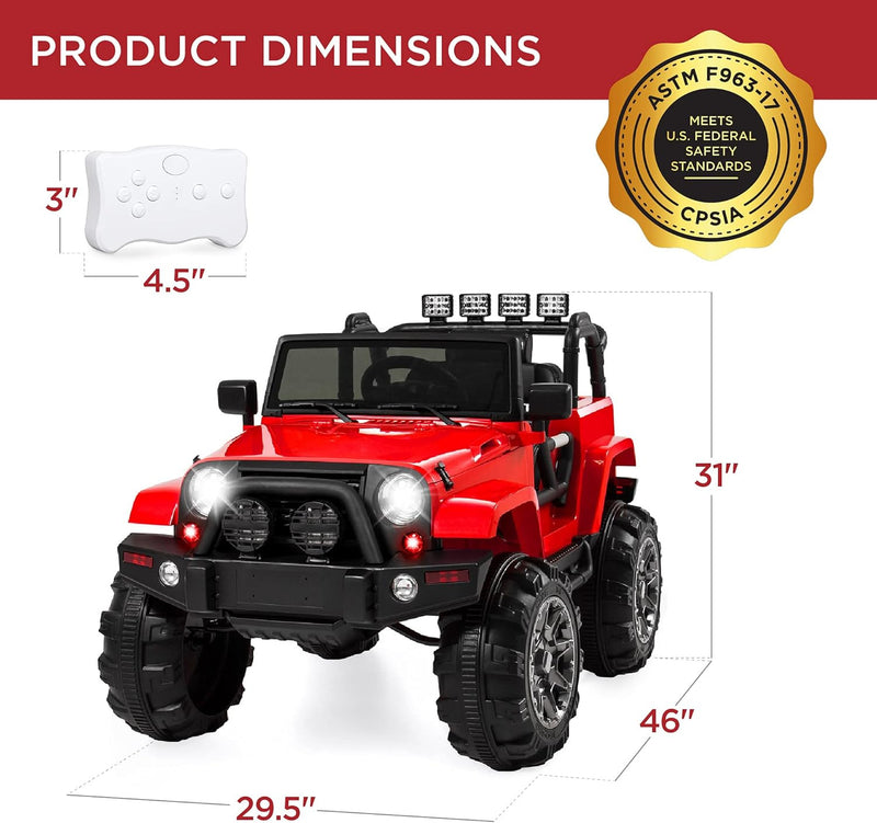 12V Kids Ride-On Truck Battery Powered Toy Car with Remote Control and Spring Suspension Magic Cars 6