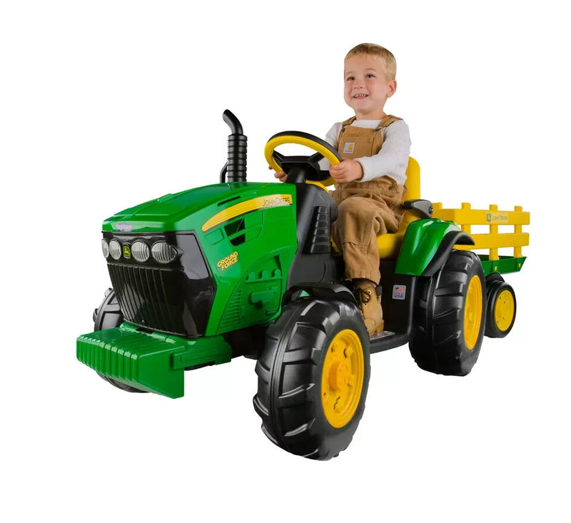 12V Kids Ride-On Tractor with Trailer and FM Radio Ground Force Toy Magic Cars 5