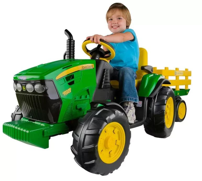 12V Kids Ride-On Tractor with Trailer and FM Radio Ground Force Toy Magic Cars 9