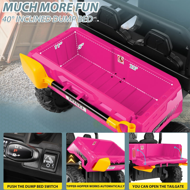 24V Electric Ride-On Dump Truck for Kids 2-Seater with 2x200W Motors and Remote Control Magic Cars 12