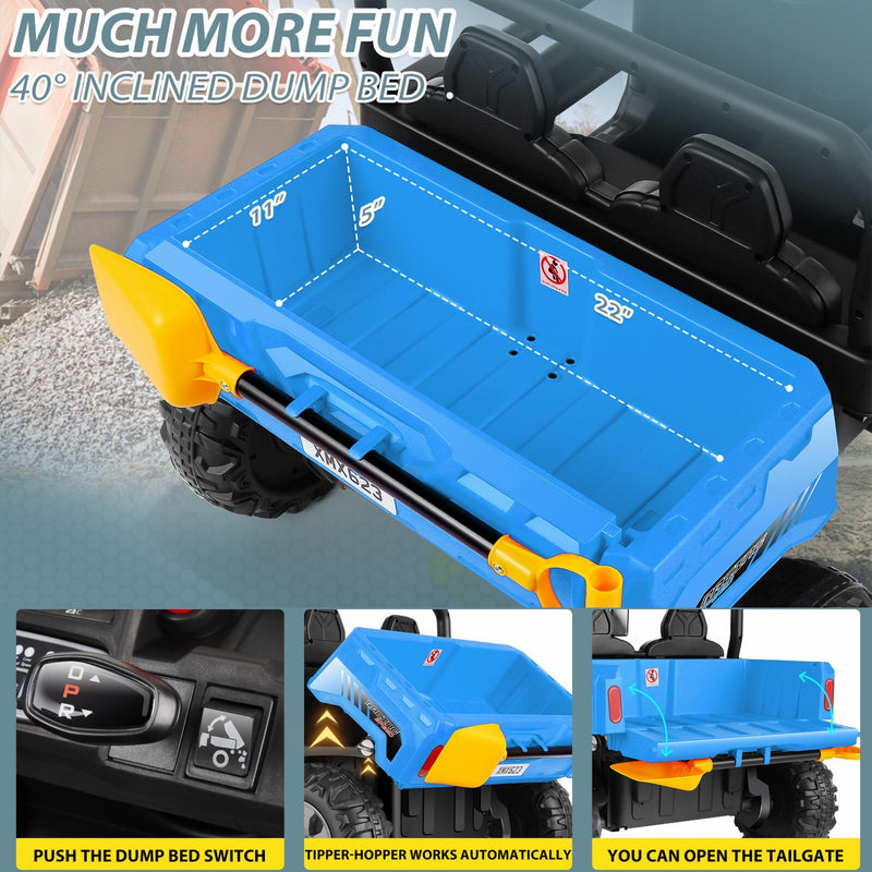 24V Electric Ride-On Dump Truck for Kids 2-Seater with 2x200W Motors and Remote Control Magic Cars 20